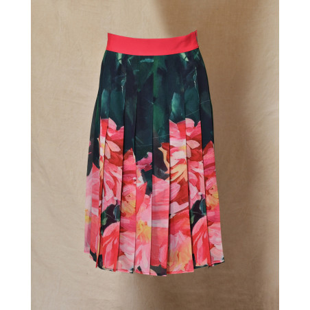 Jupe plissée à imprimés floraux multicolores Edward Achour