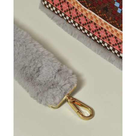 Sac à motifs ethniques en raphia et fausse fourrure La Milanesa