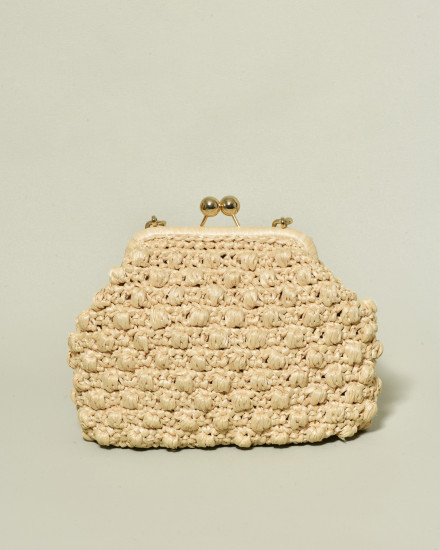 Sac à main en raphia beige Caterina Bertini