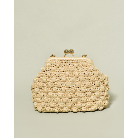 Sac à main en raphia beige Caterina Bertini