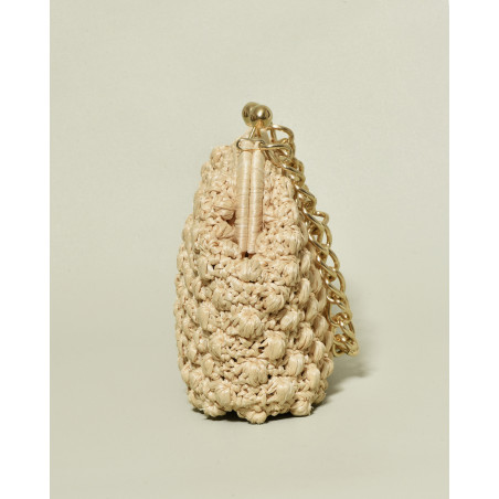 Sac à main en raphia beige Caterina Bertini