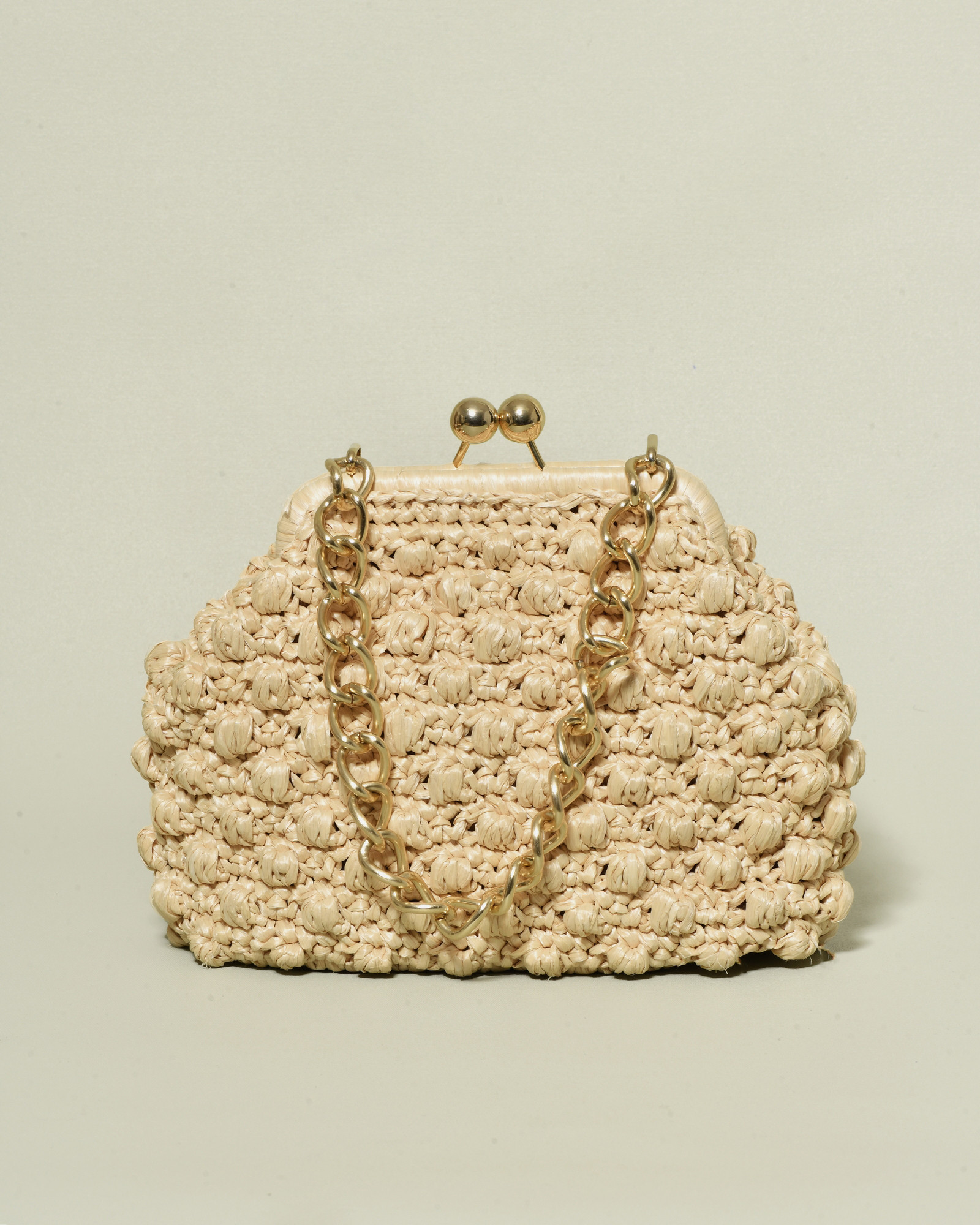 Sac à main en raphia beige Caterina Bertini