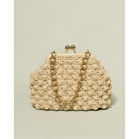 Sac à main en raphia beige Caterina Bertini