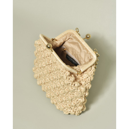 Sac à main en raphia beige Caterina Bertini