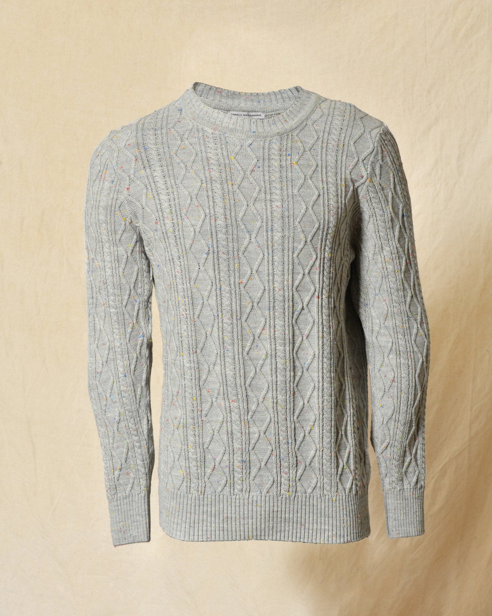 Pull en maille torsadée gris chiné Daniele Alessandrini