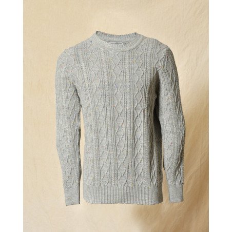 Pull en maille torsadée gris chiné Daniele Alessandrini