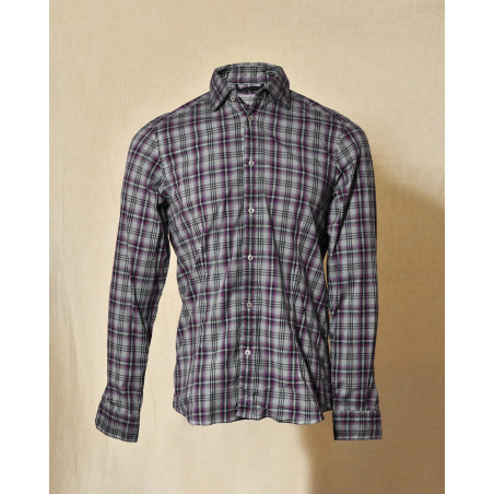 Chemise à carreaux gris et rose Ploumanac'h
