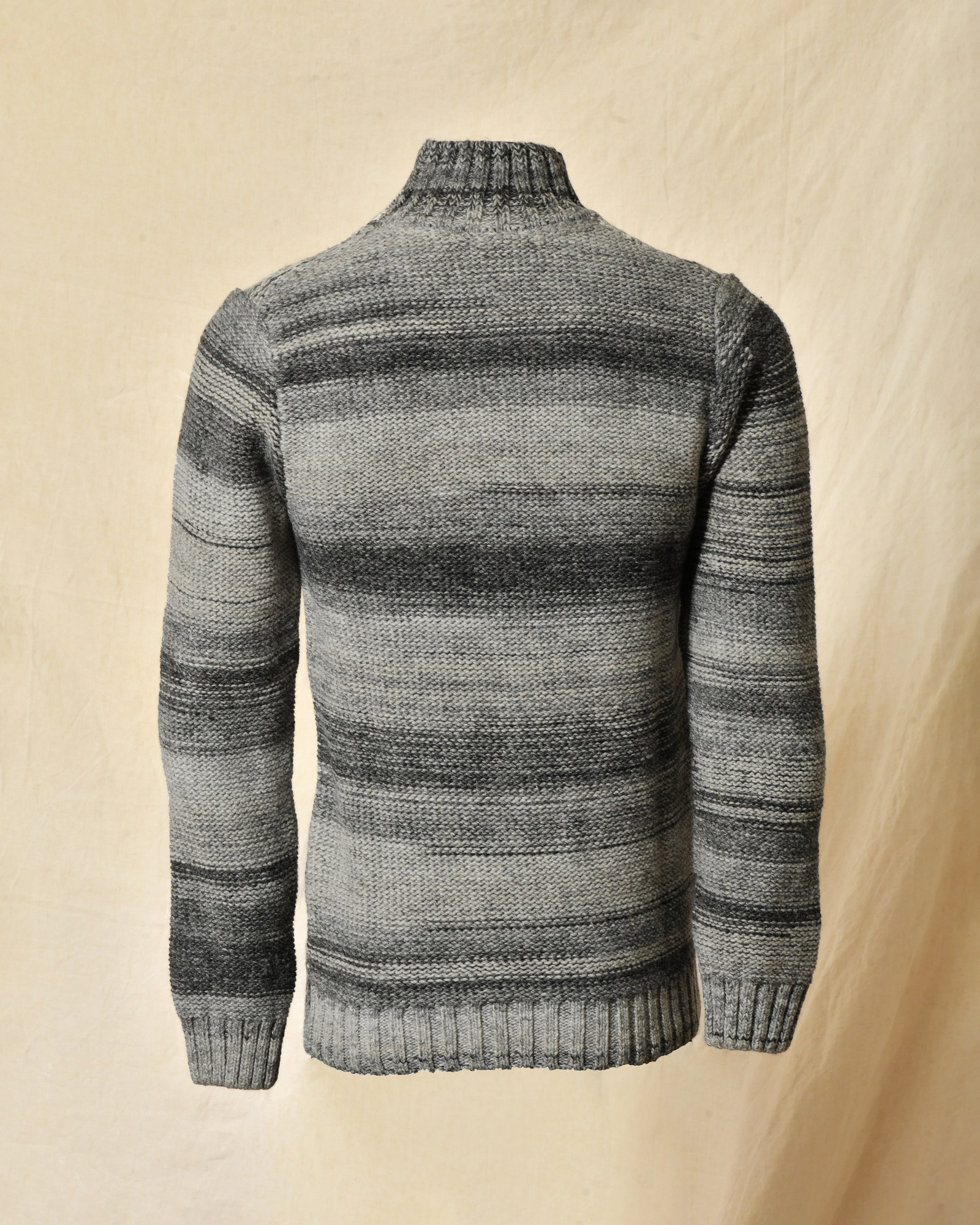 Pull gris chiné à col montant et rayures Daniele Alessandrini