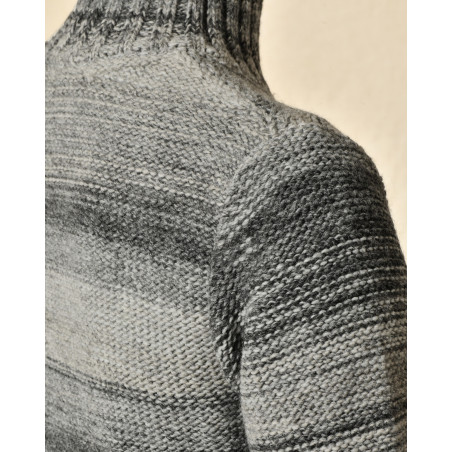 Pull gris chiné à col montant et rayures Daniele Alessandrini