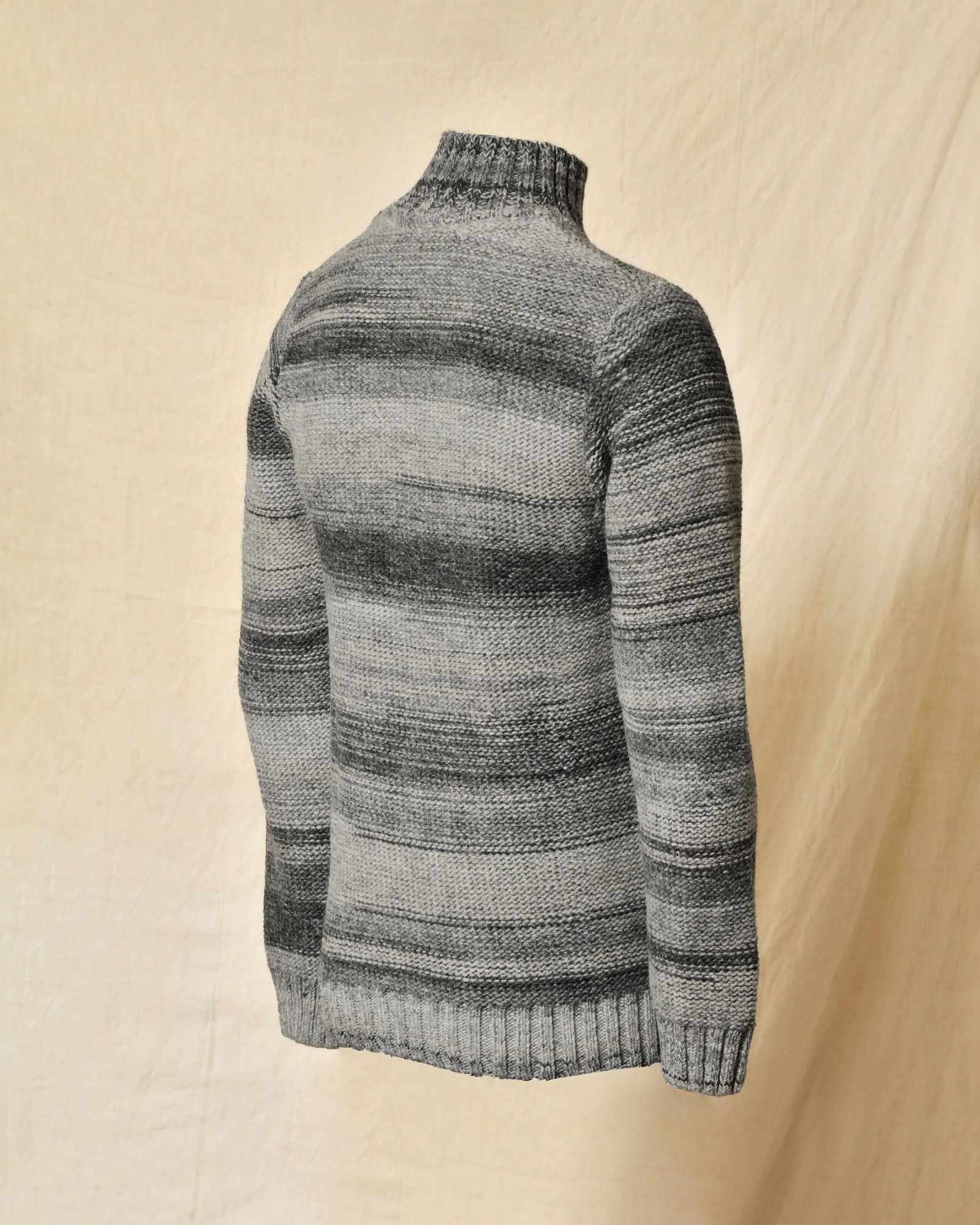 Pull gris chiné à col montant et rayures Daniele Alessandrini