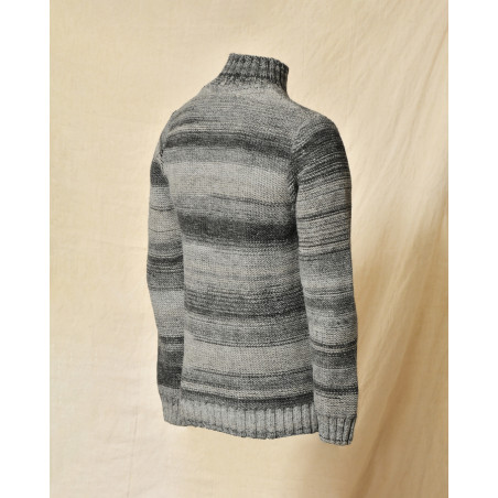 Pull gris chiné à col montant et rayures Daniele Alessandrini