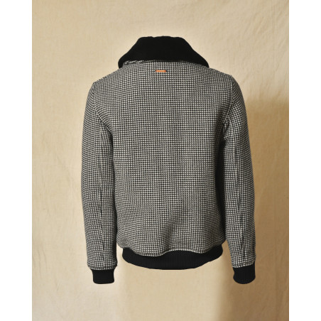 Manteau noir et blanc à motif pied-de-poule Maison Lener
