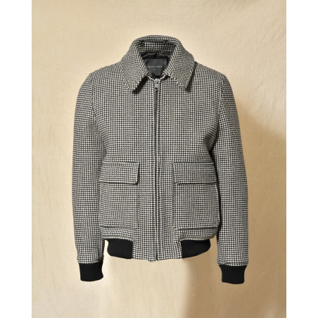 Manteau noir et blanc à motif pied-de-poule Maison Lener