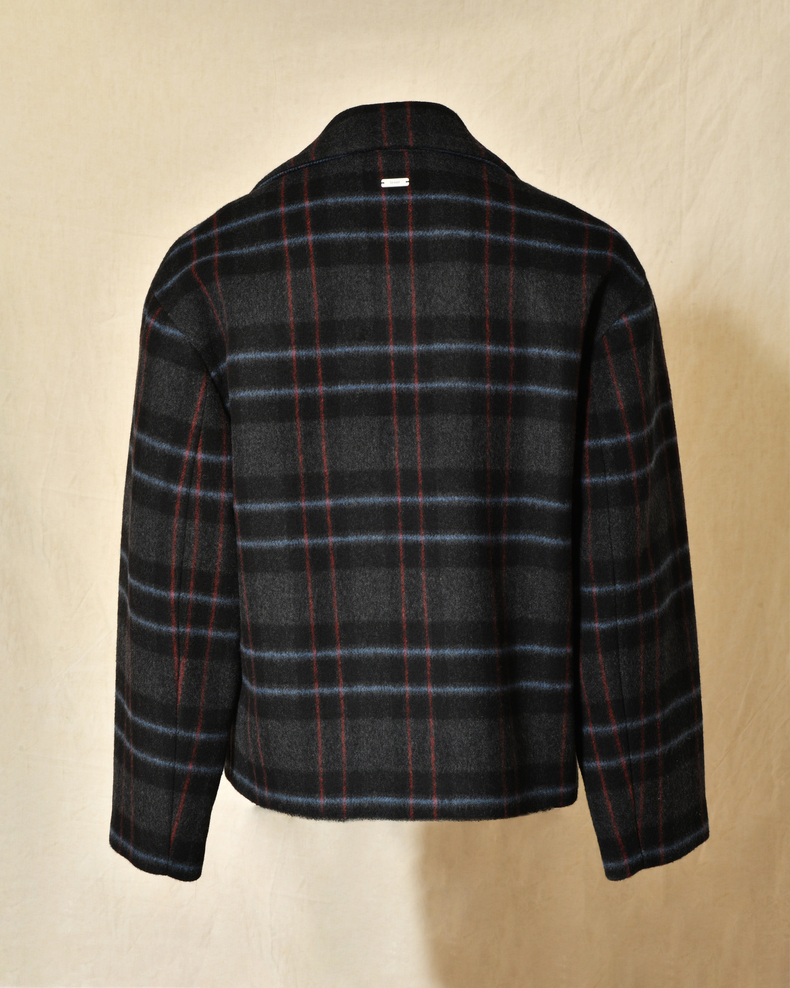 Manteau court à carreaux noir Maison Lener