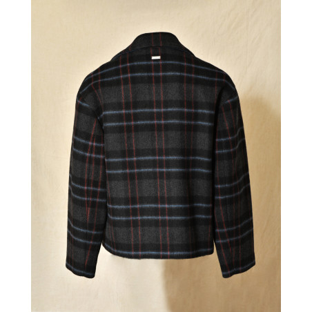 Manteau court à carreaux noir Maison Lener
