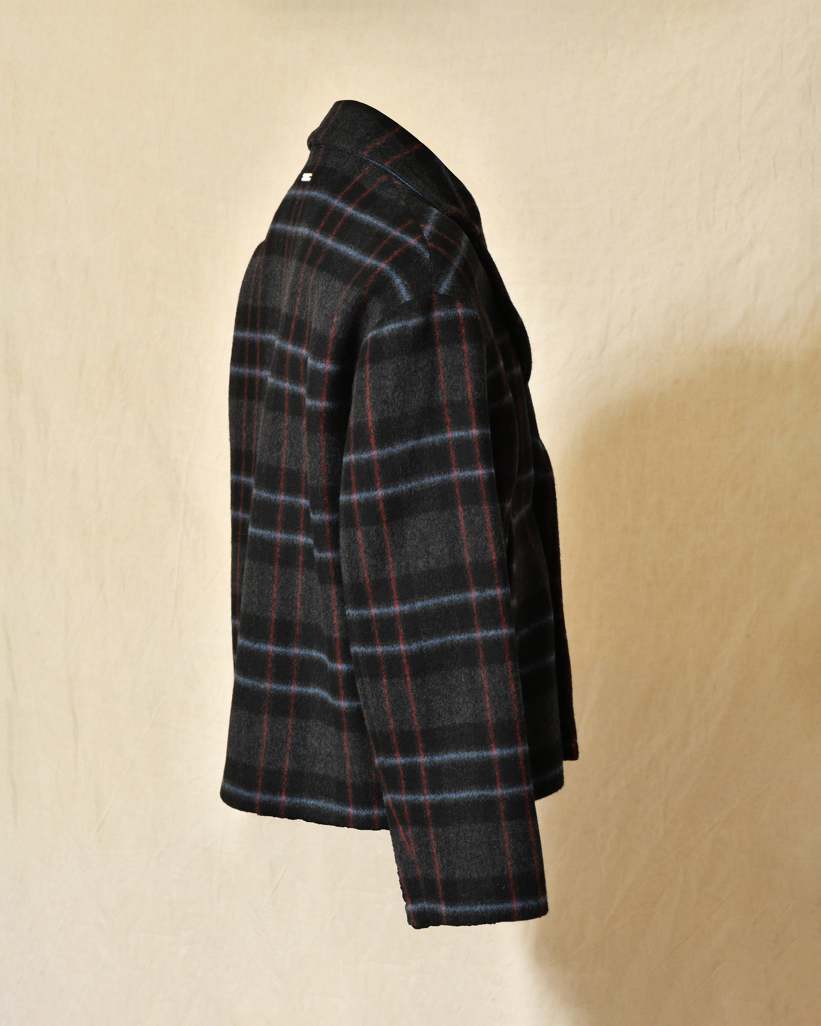Manteau court à carreaux noir Maison Lener