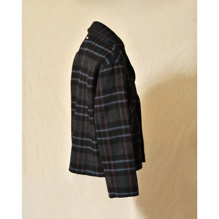 Manteau court à carreaux noir Maison Lener