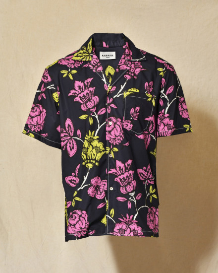 Chemise bleu marine à imprimé floral Parosh