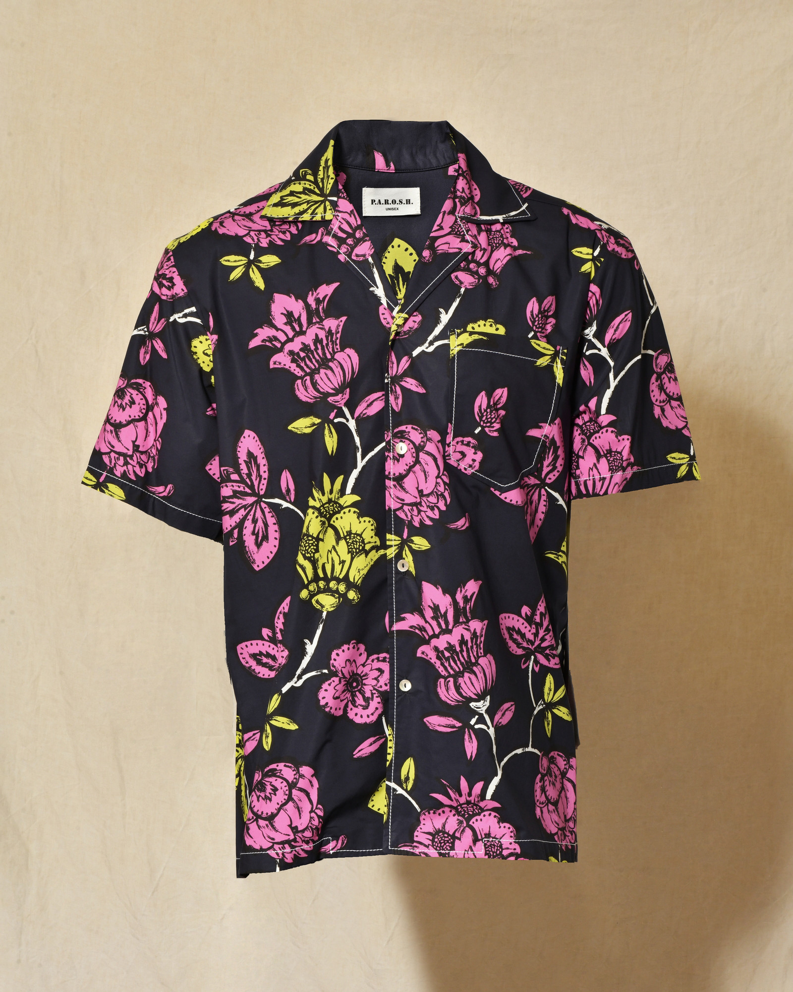 Chemise bleu marine à imprimé floral Parosh