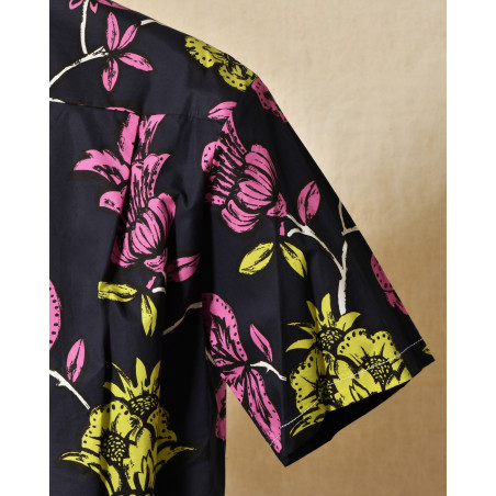 Chemise bleu marine à imprimé floral Parosh