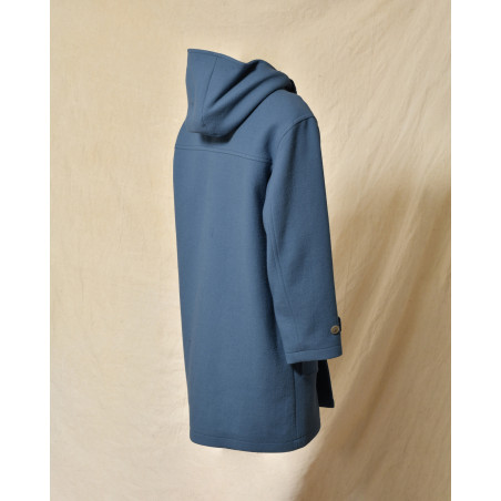 Manteau bleu à capuche et fermeture à brandebourgs Maison Lener