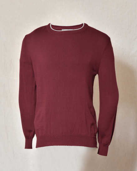 Pull bordeaux à col contrasté Editions M.R