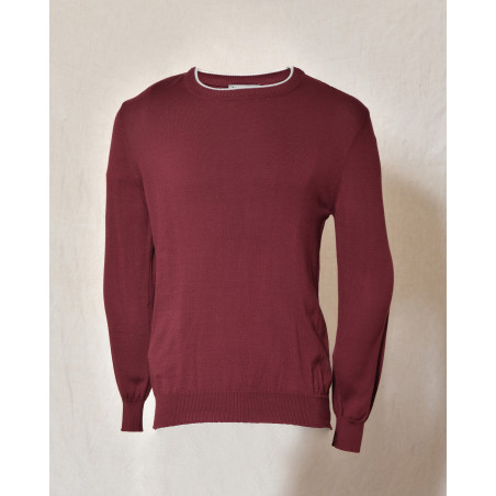 Pull bordeaux à col contrasté Editions M.R