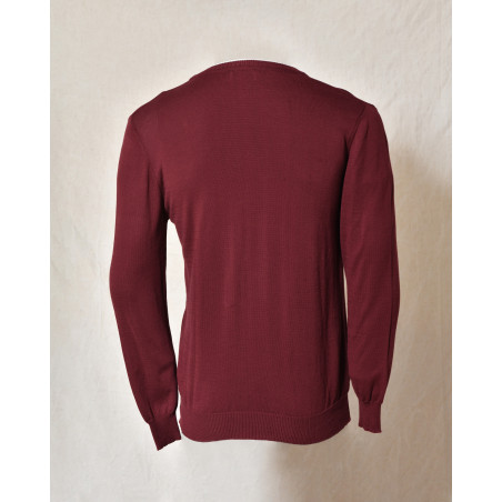 Pull bordeaux à col contrasté Editions M.R