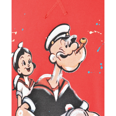 Sweat oversize rouge imprimé "Popeye" Front Street