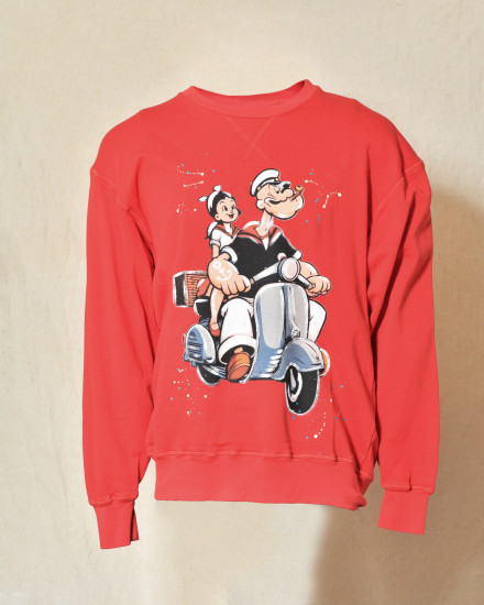 Sweat oversize rouge imprimé "Popeye" Front Street