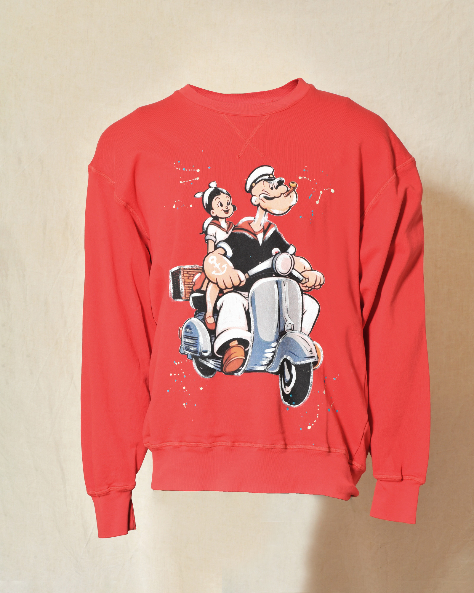 Sweat oversize rouge imprimé "Popeye" Front Street