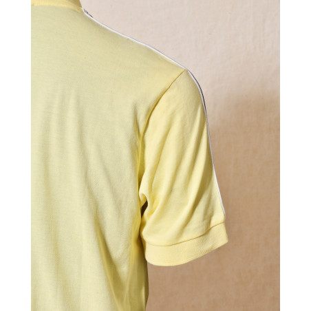 Polo en coton piqué jaune à bandes latérales Les Copains