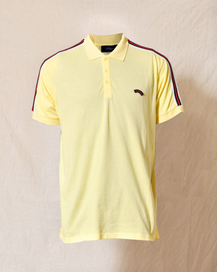 Polo en coton piqué jaune à bandes latérales Les Copains
