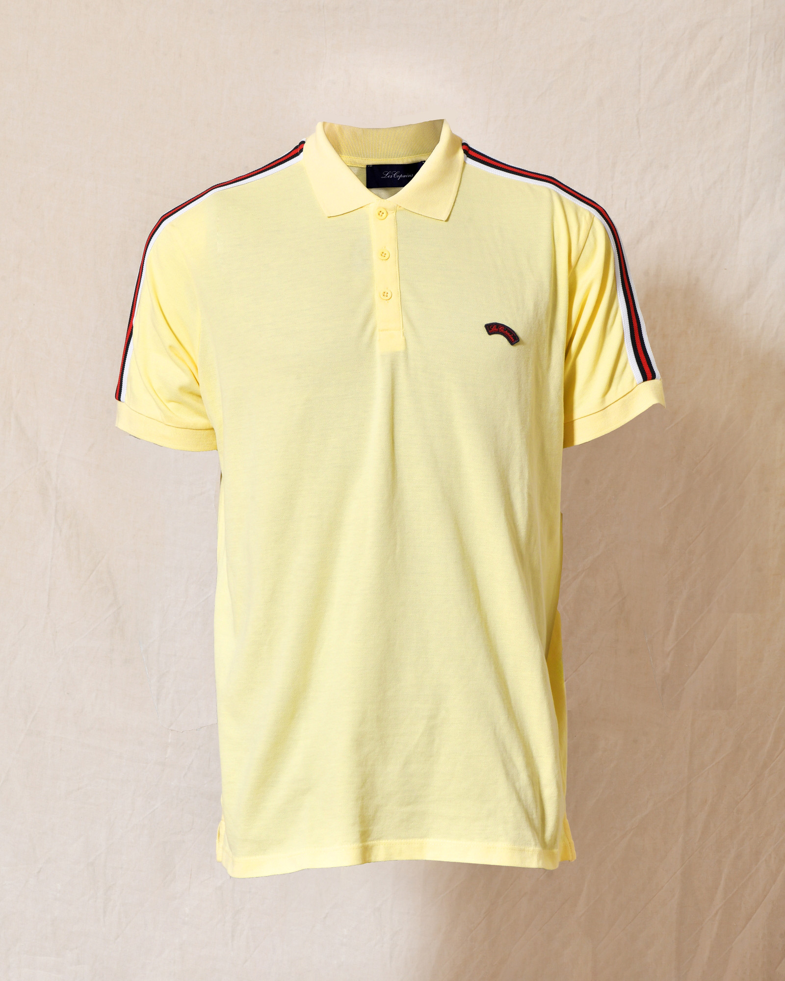 Polo en coton piqué jaune à bandes latérales Les Copains