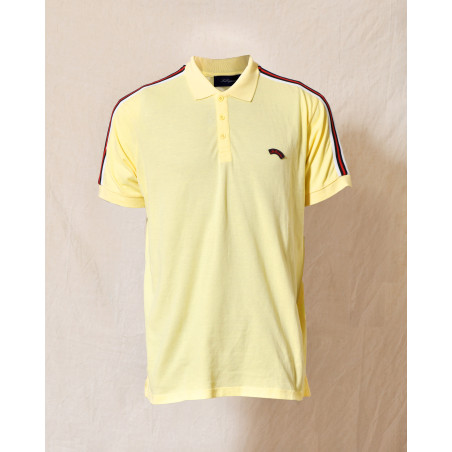 Polo en coton piqué jaune à bandes latérales Les Copains