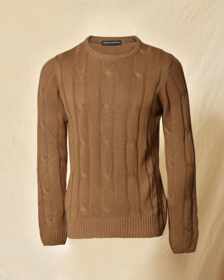 Pull en maille torsadée camel Daniele Alessandrini