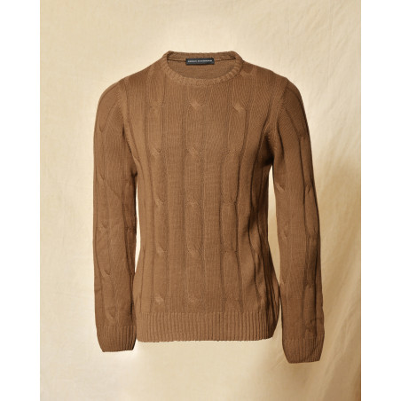 Pull en maille torsadée camel Daniele Alessandrini