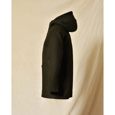 Manteau en laine kaki à capuche Maison Lener
