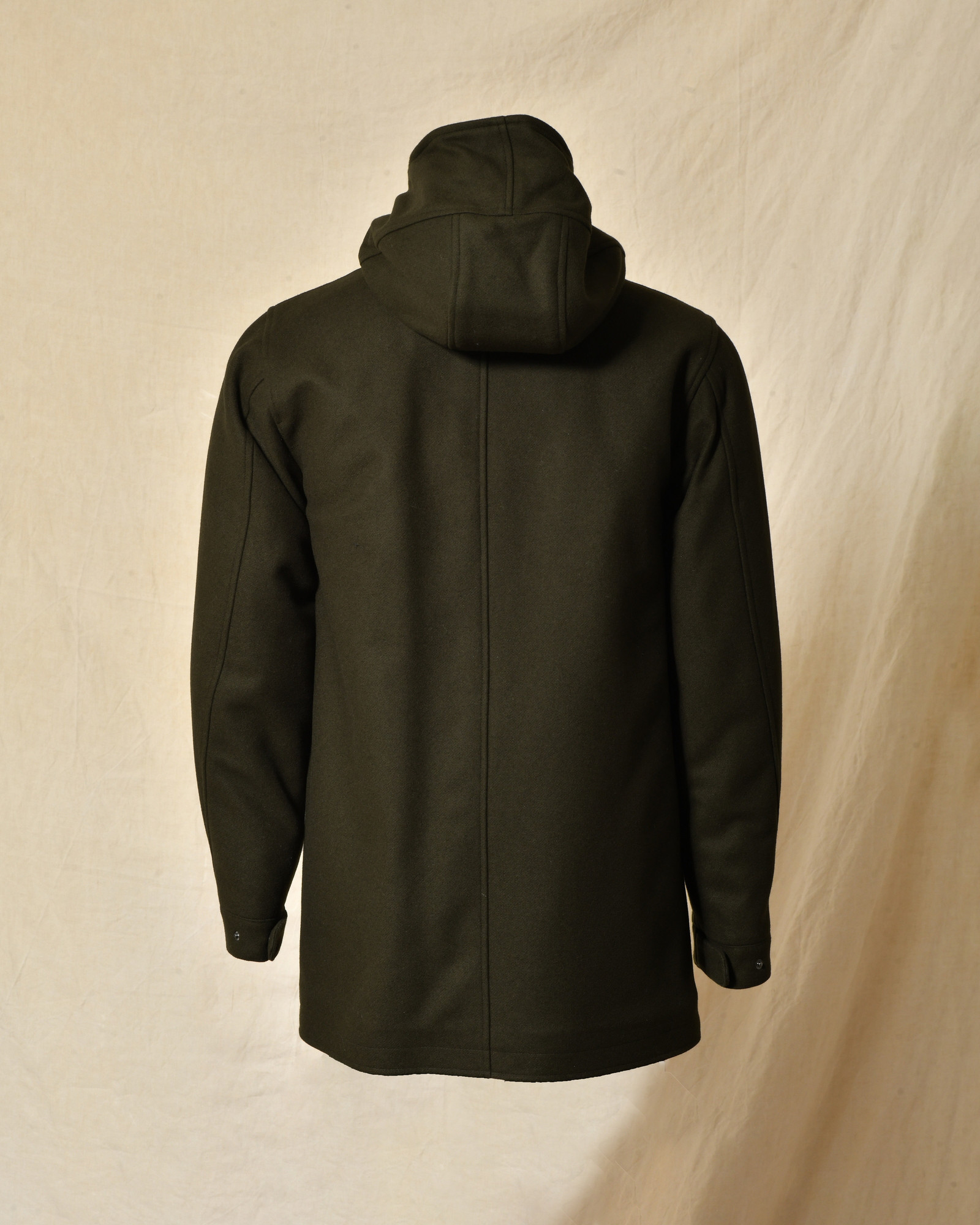 Manteau en laine kaki à capuche Maison Lener
