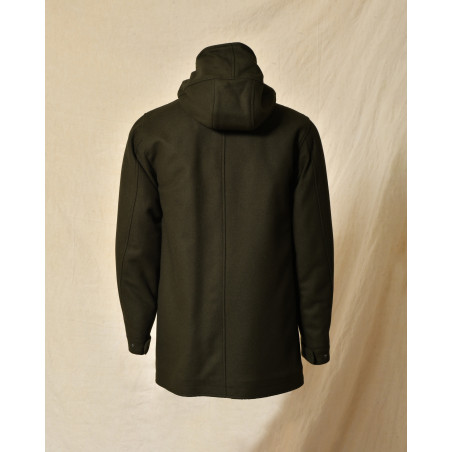 Manteau en laine kaki à capuche Maison Lener