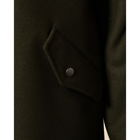 Manteau en laine kaki à capuche Maison Lener