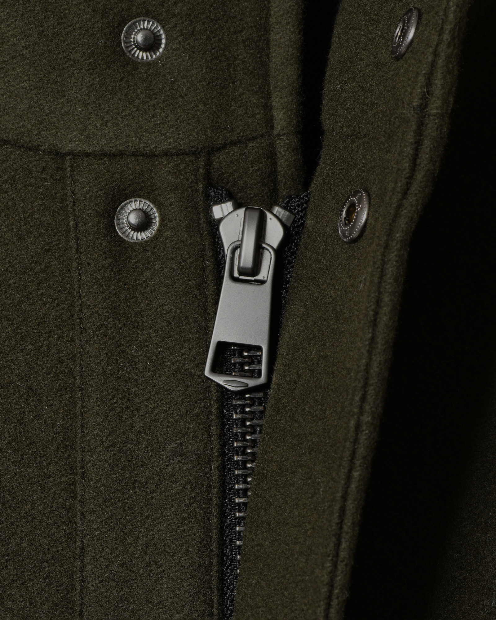 Manteau en laine kaki à capuche Maison Lener