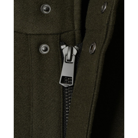 Manteau en laine kaki à capuche Maison Lener