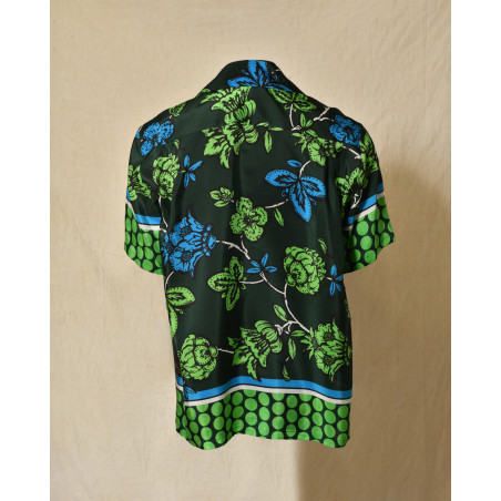 Chemise en soie verte à imprimé floral Parosh