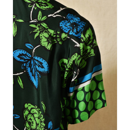Chemise en soie verte à imprimé floral Parosh