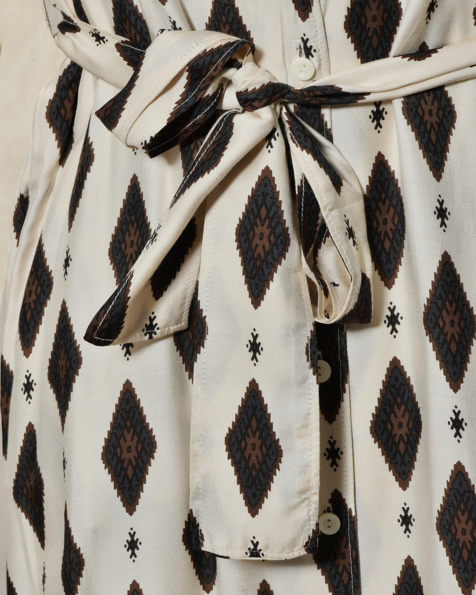 Robe longue écrue à imprimé géométrique Diega