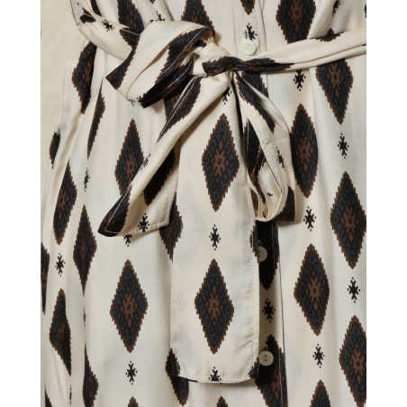 Robe longue écrue à imprimé géométrique Diega