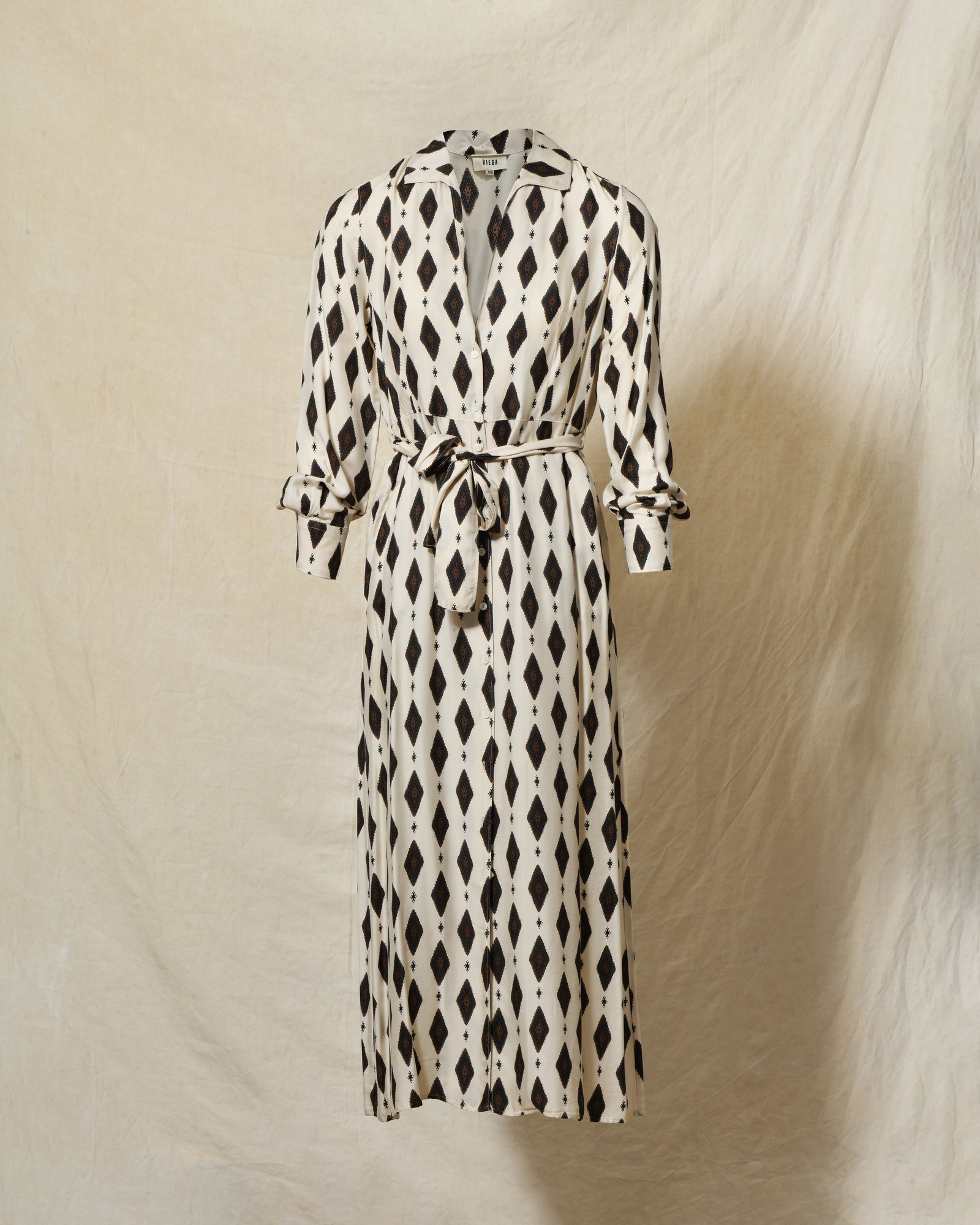 Robe longue écrue à imprimé géométrique Diega