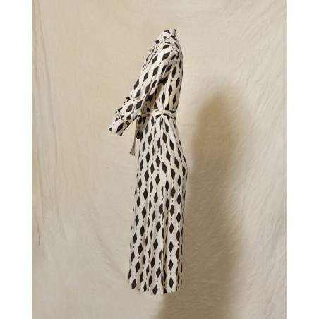 Robe longue écrue à imprimé géométrique Diega
