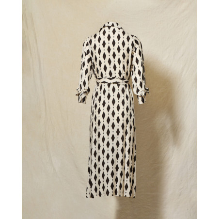 Robe longue écrue à imprimé géométrique Diega